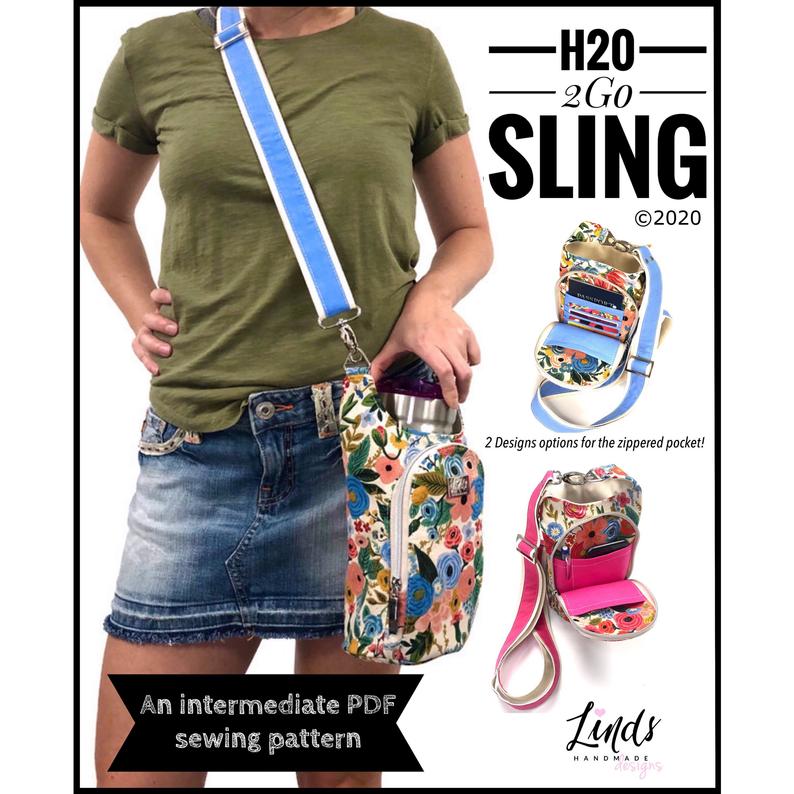 H2O 2GO Sling Waterbottle Holder sewing pattern with video Sew Modern