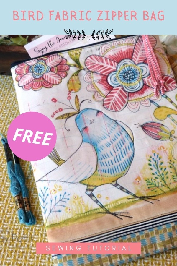 Bird Fabric Zipper Bag FREE sewing tutorial