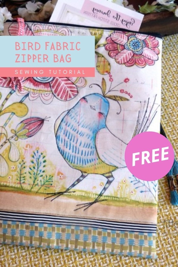 Bird Fabric Zipper Bag FREE sewing tutorial