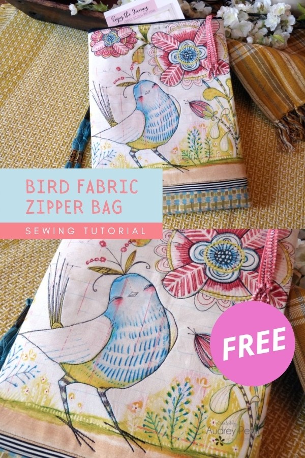 Bird Fabric Zipper Bag FREE sewing tutorial