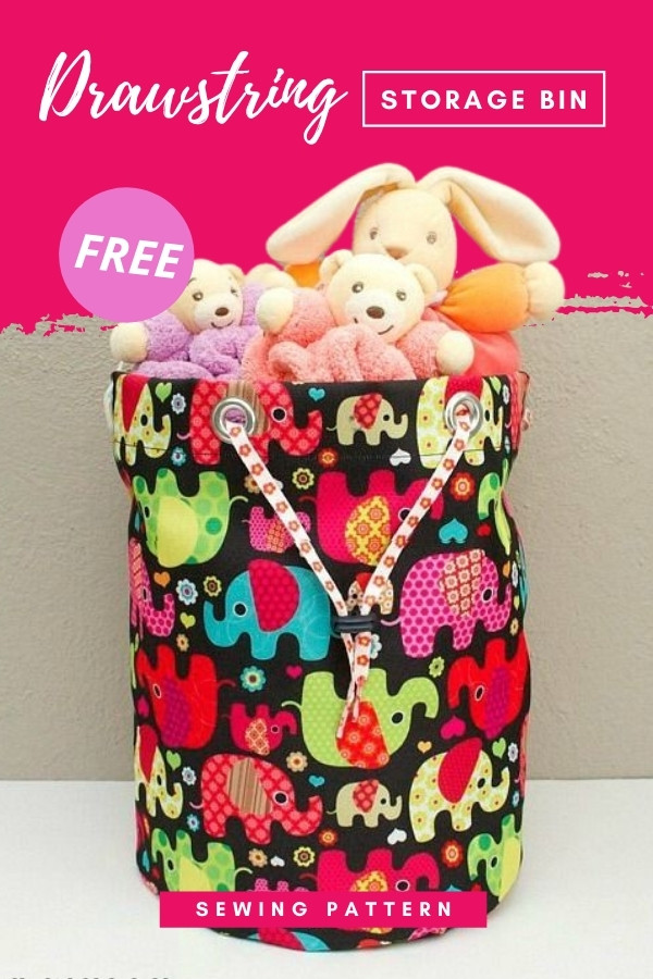 Drawstring Storage Bin FREE sewing pattern