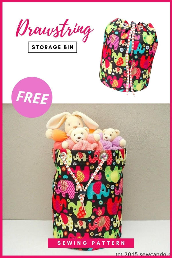 Drawstring Storage Bin FREE sewing pattern