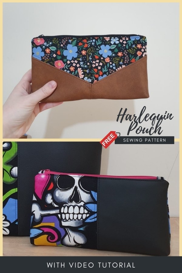 Harlequin Pouch FREE sewing pattern (with video)