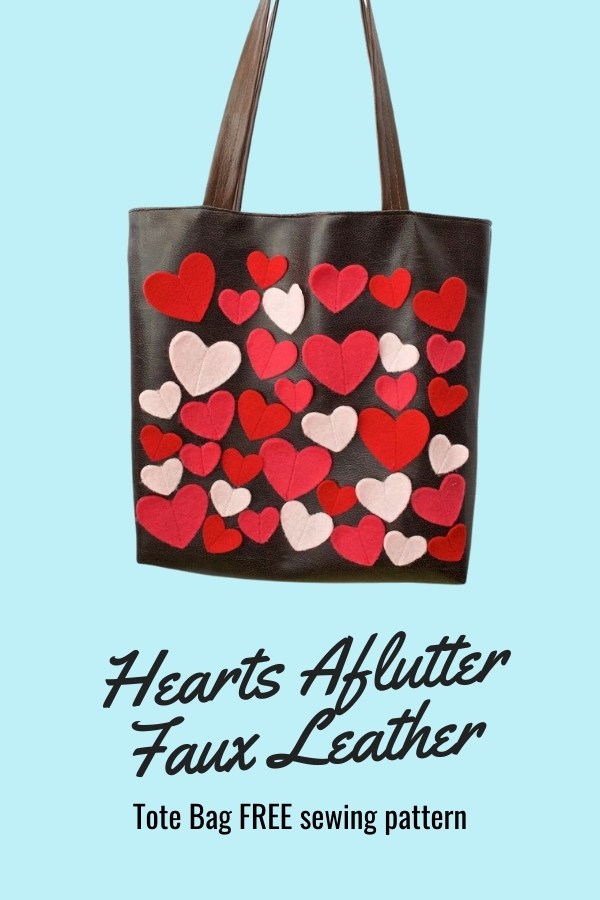 Hearts Aflutter Faux Leather Tote Bag FREE sewing pattern