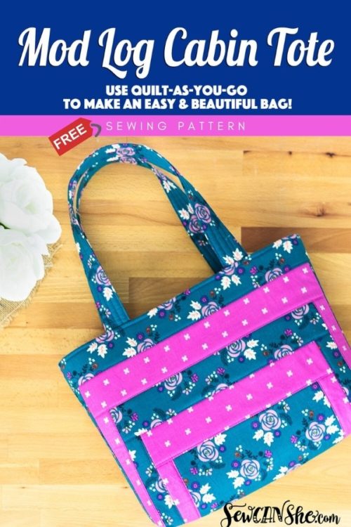 Mod Log Cabin Tote Bag FREE sewing pattern - Sew Modern Bags