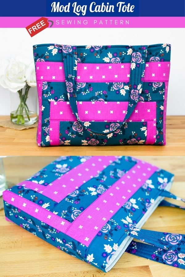 Mod Log Cabin Tote Bag FREE sewing pattern - Sew Modern Bags