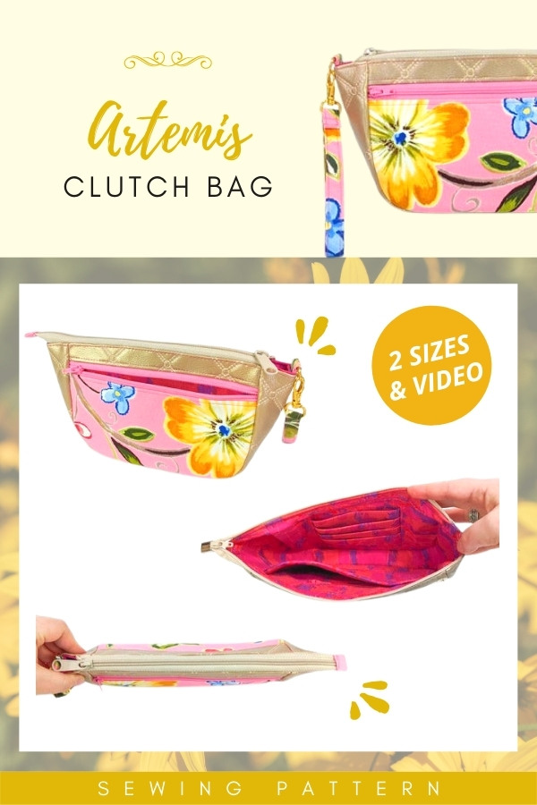 Artemis Clutch Bag (2 sizes and video) sewing pattern