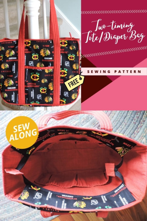 Twotiming Tote/Diaper Bag FREE sewing pattern sewalong Sew Modern Bags