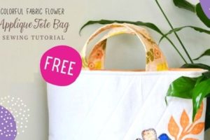 Colorful Fabric Flower Applique Tote Bag FREE sewing tutorial