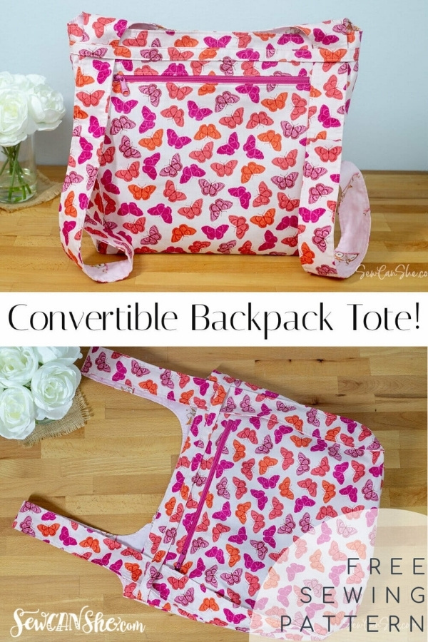 Convertible Backpack Tote FREE sewing pattern