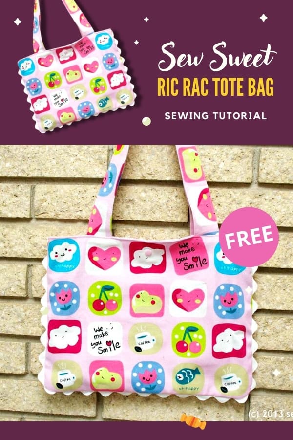 Sew Sweet Ric Rac Tote Bag FREE sewing tutorial