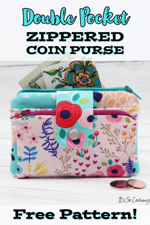 Double Pocket Zippered Coin Purse free sewing pattern Sew Modern Bags