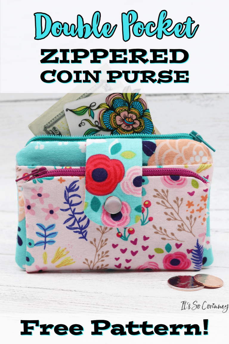 Double Pocket Zippered Coin Purse free sewing pattern.