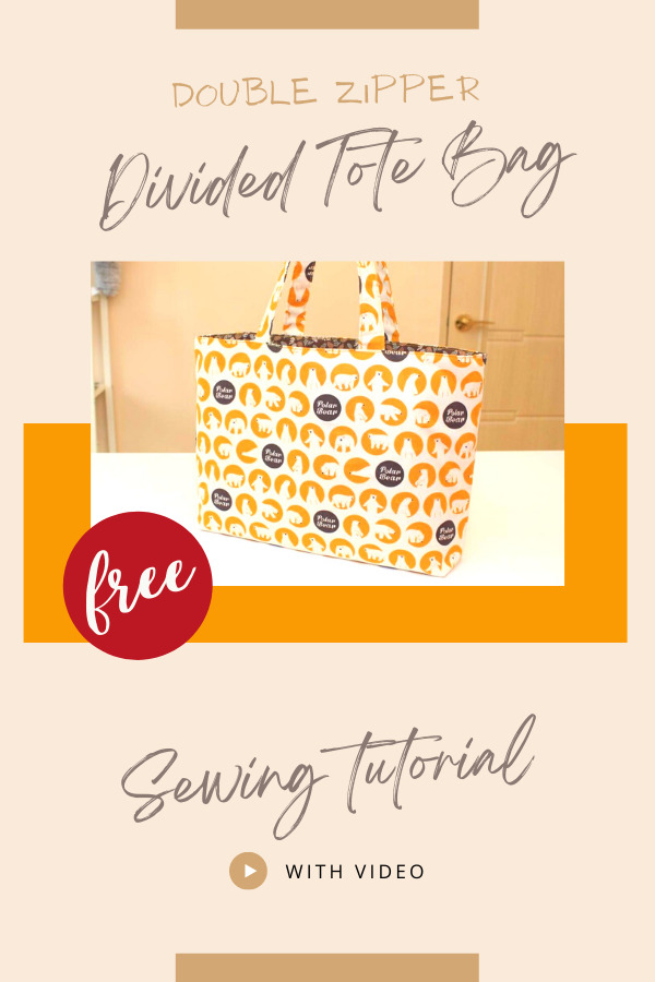 Double Zipper Divided Tote Bag FREE sewing tutorial (with video)