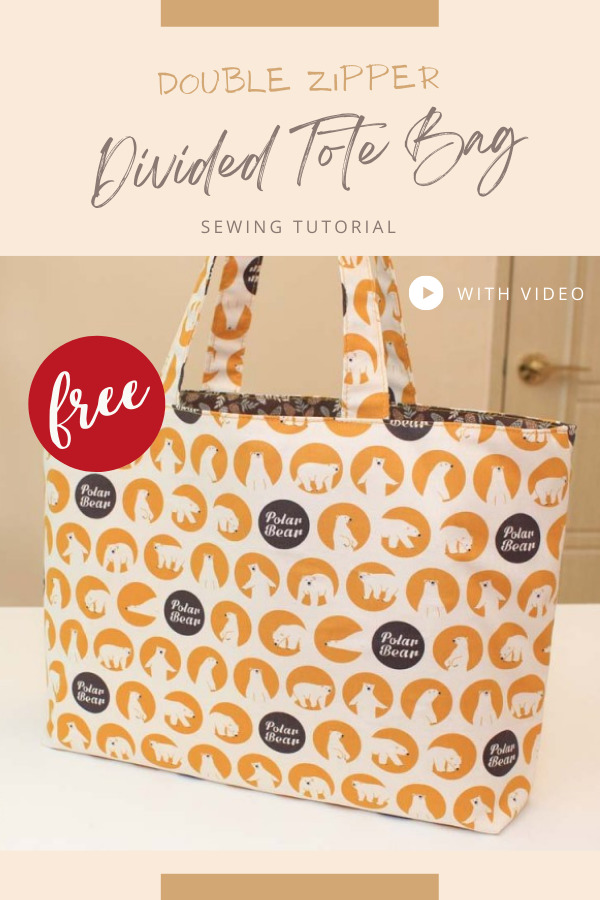 Double Zipper Divided Tote Bag FREE sewing tutorial (with video)