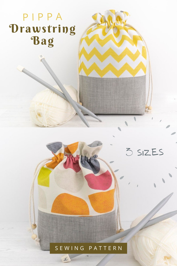 Pippa Drawstring Bag sewing pattern (3 sizes)