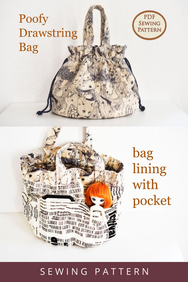 Poofy Drawstring Bag sewing pattern