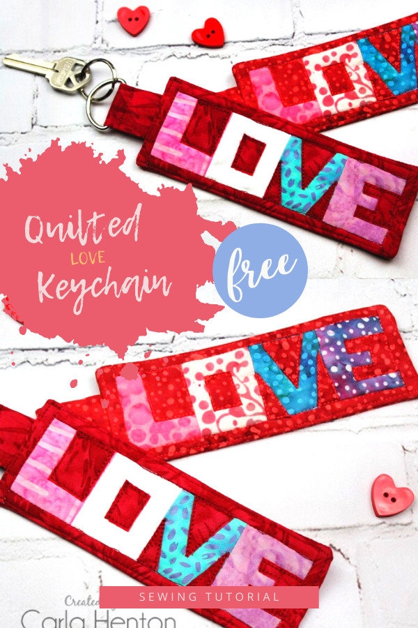 Quilted LOVE Keychain FREE sewing tutorial