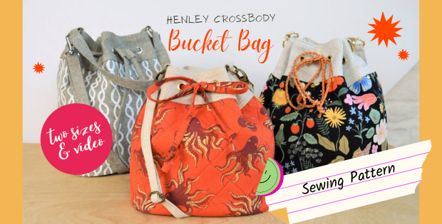 Henley Crossbody Bucket Bag sewing pattern (2 sizes and video)