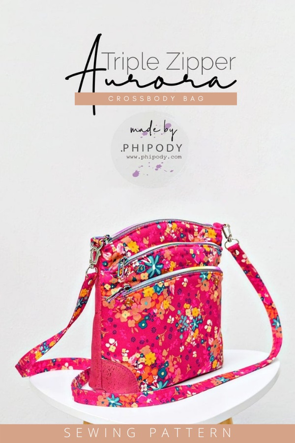 Aurora Triple Zip Crossbody Bag sewing pattern