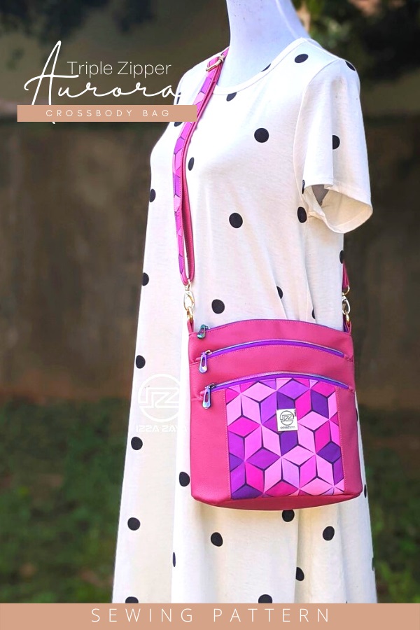 Aurora Triple Zip Crossbody Bag sewing pattern