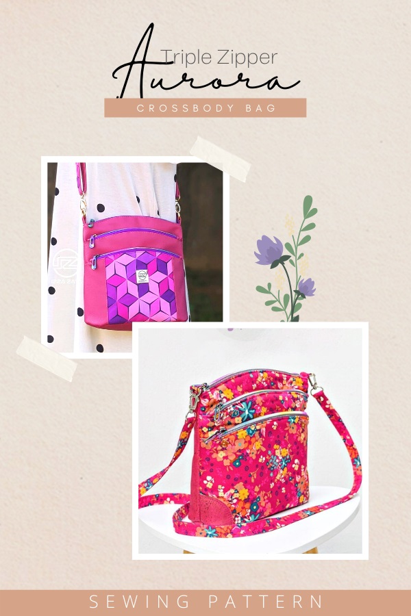 Aurora Triple Zip Crossbody A Quaint Stitch PDF Sewing 