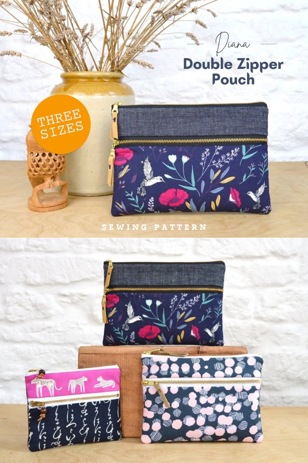 Diana Double Zipper Pouch sewing pattern (3 sizes)
