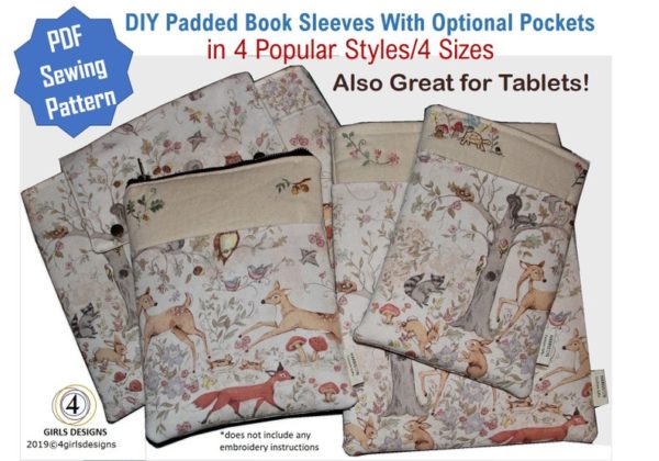 DIY Padded Book Sleeves (4 sizes) sewing pattern