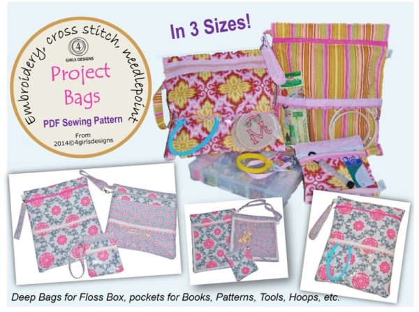 Embroidery Project Organizer Bag (3 sizes) sewing pattern