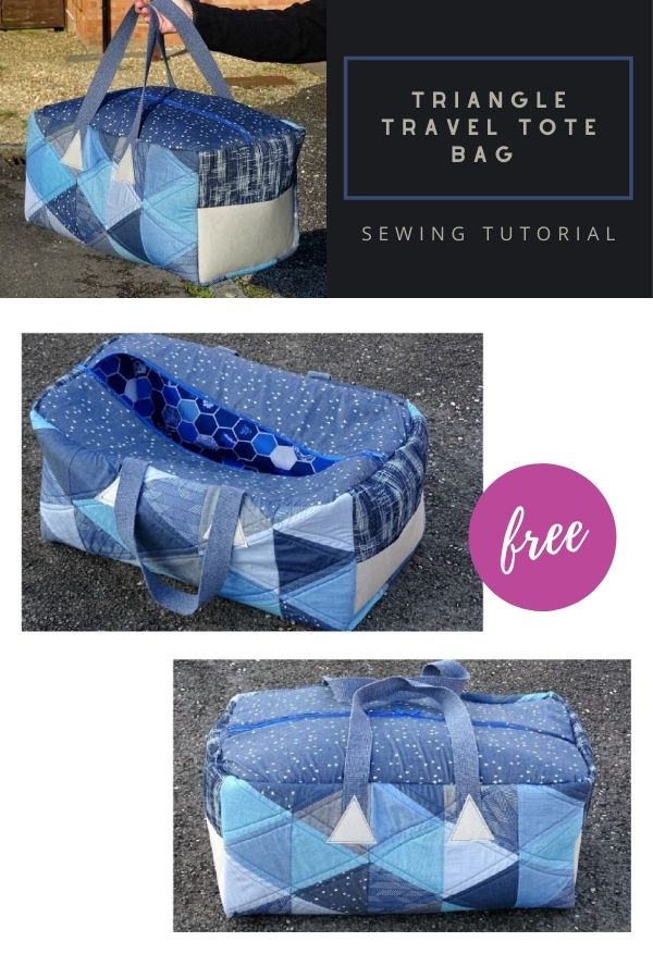 Triangle Travel Tote Bag FREE sewing tutorial