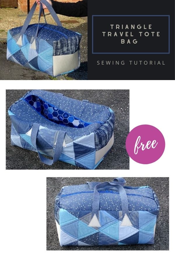 Triangle Travel Tote Bag FREE sewing tutorial Sew Modern Bags