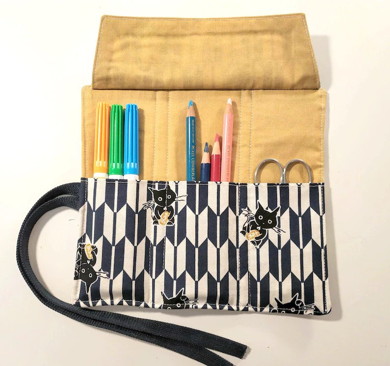 Tools & Accessories - Chinese Style Retro Simple Roll Up Pencil Case