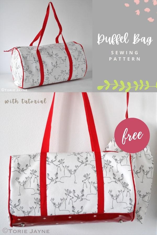 DIY Easy Fabric Duffel Bag Free Sewing Pattern