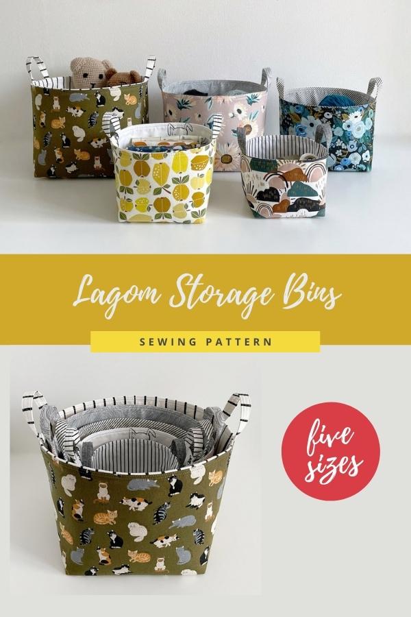 Lagom Storage Bins sewing pattern (5 sizes)