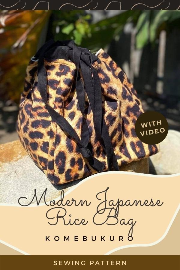 Modern Japanese Rice Bag (Komebukuro) sewing pattern