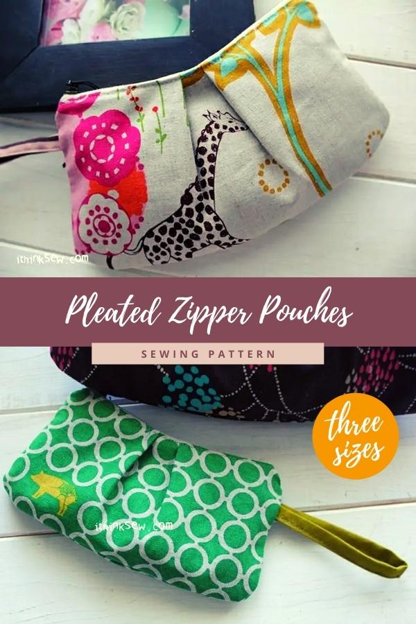 Pleated Zipper Pouches sewing pattern (in 3 sizes)