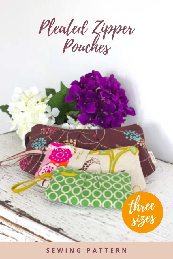 Pleated Zipper Pouches sewing pattern (in 3 sizes)