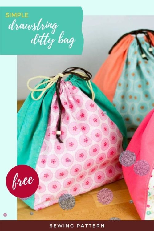 Simple Drawstring Ditty Bag FREE sewing pattern - Sew Modern Bags