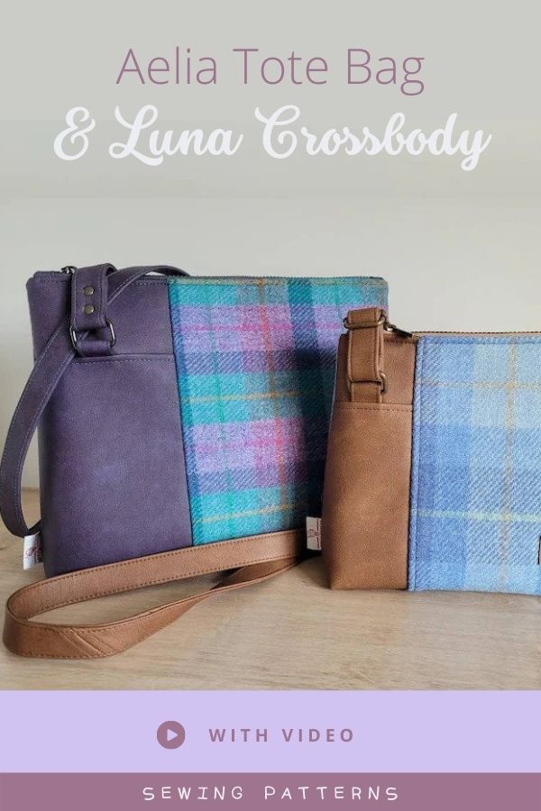 Aelia Tote Bag and Luna Crossbody sewing patterns (with video)