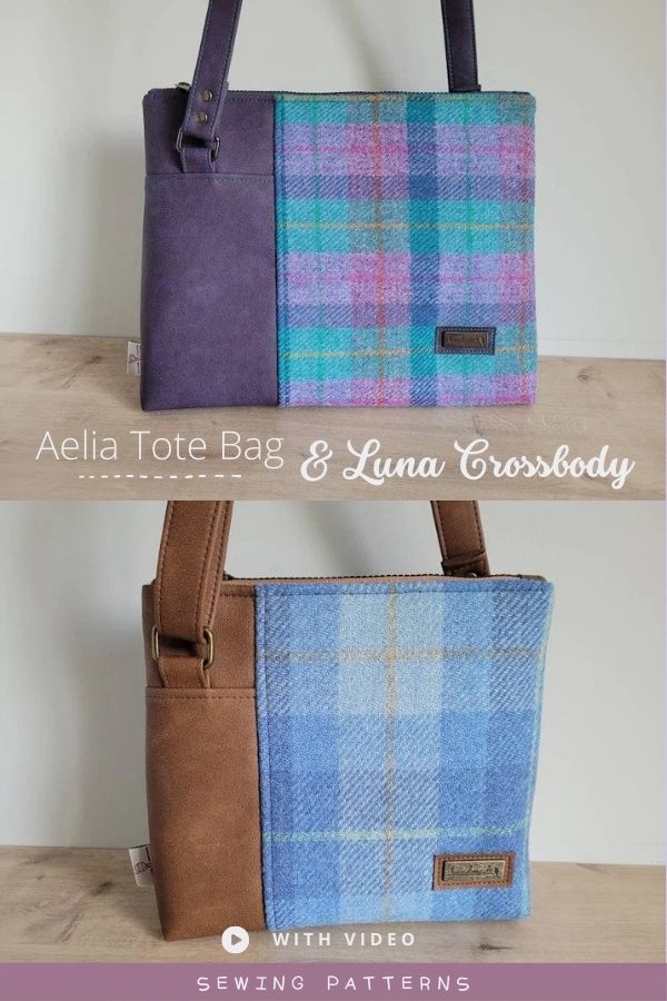 Aelia Tote Bag and Luna Crossbody sewing patterns (with video)