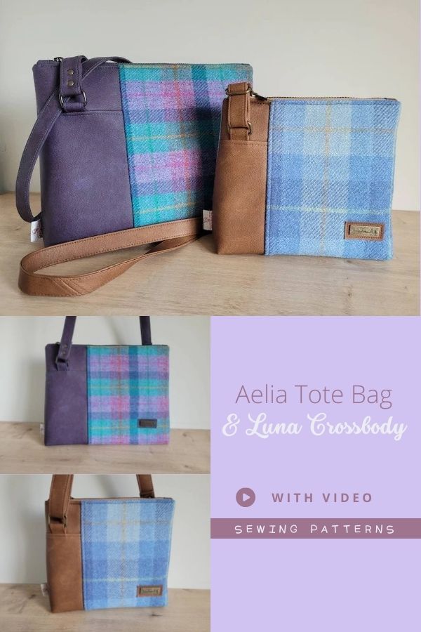 Aelia Tote Bag and Luna Crossbody sewing patterns (with video)