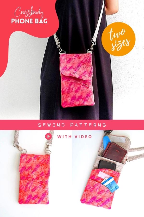 Crossbody Phone Bag sewing pattern (2 sizes and video)