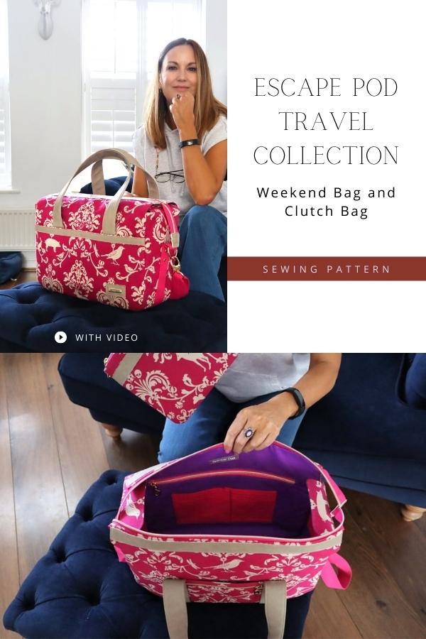 Escape Pod Travel Collection Weekend Bag and Clutch Bag sewing