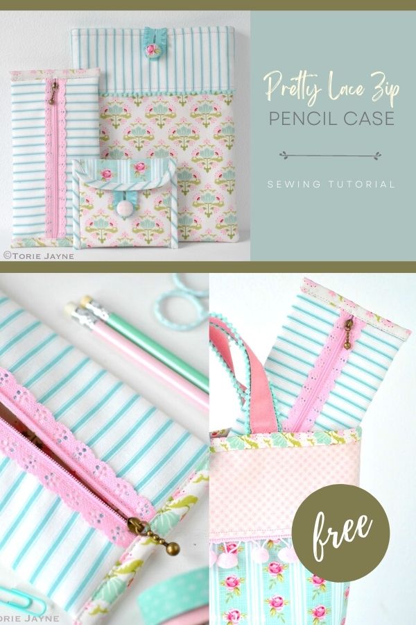 Pretty Lace Zip Pencil Case FREE sewing tutorial