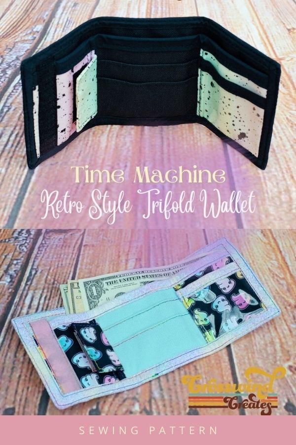 Time Machine Retro Style Trifold Wallet sewing pattern