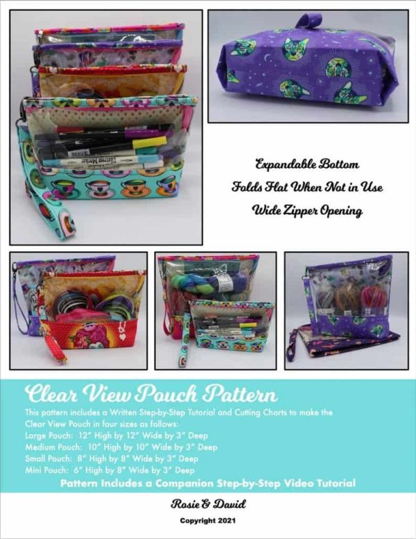 Clear View Pouch (4 sizes with video) sewing pattern