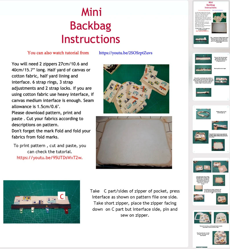 Minni Mini Backpack sewing pattern - Sew Modern Kids