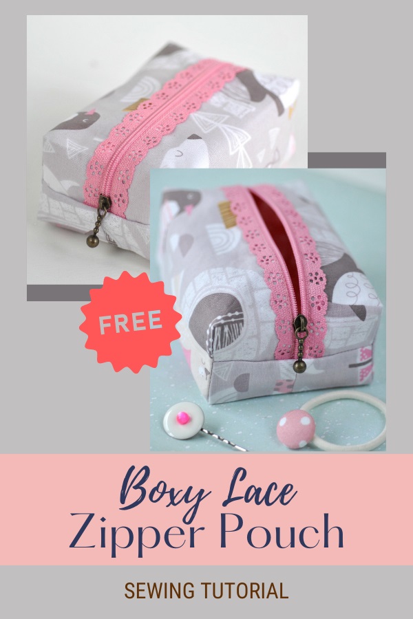 Boxy Lace Zipper Pouch FREE sewing tutorial