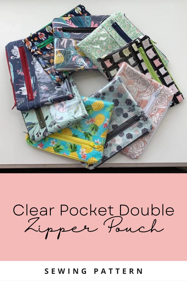 Clear Pocket Double Zipper Pouch sewing pattern