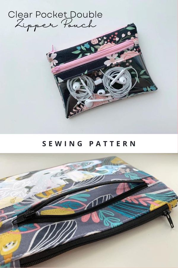 Clear Pocket Double Zipper Pouch sewing pattern